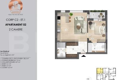 Apartament cu 2 camere decomandat, mobilat în Central - 2