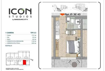 6% discount - garsonieră în ansamblul ICON Studios, zona Moșilor. - 2