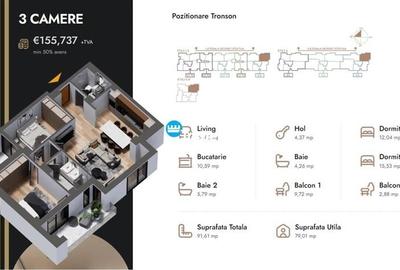 Apartament 3 camere,91.61 mp,bloc nou,zona Nicolina Selgros - 2