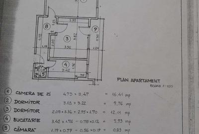 Apartament cu 3 camere semidecomandat în Central