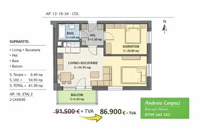 Apartament cu 2 camere semidecomandat în Theodor Pallady