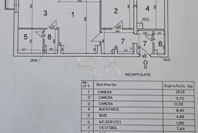 Apartament cu 3 camere semidecomandat în Teiul Doamnei