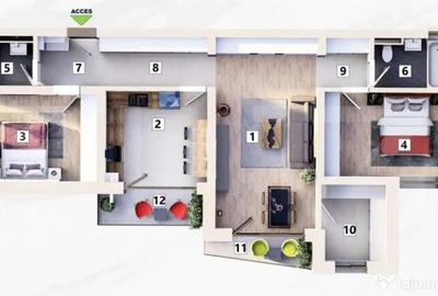 Apartament cu 3 camere decomandat în Mehala