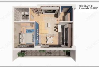 Apartament cu 2 camere, 70 mp, zona Centrala - 5