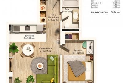 Apartament cu 2 camere semidecomandat în Semicentral - 8