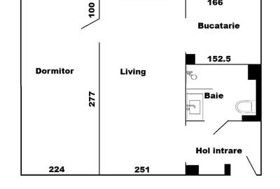 Apartament cu 2 camere semidecomandat, mobilat în Pietroasa