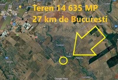 Teren constructii 14 600 mp de vanzare Frumusani 90 m deschidere - 2