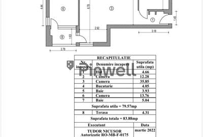 Apartament cu 3 camere semidecomandat, mobilat în Nord - 60