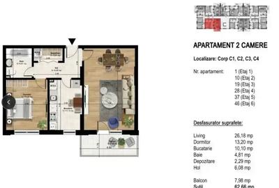 Apartament 2 camere - compartimentare excelentă, balcon generos - 3