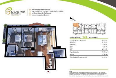 Apartament 3 camere, S - 75mp + 23mp terasa, St. Soporului Apartament 3 camere, S - 75mp + 23mp terasa, St. Soporului - 6