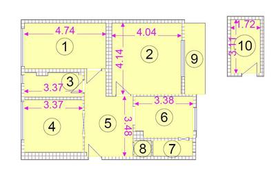 Apartament cu 3 camere decomandat în Iosia
