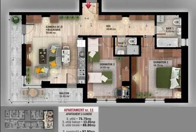 Apartament cu 3 camere decomandat în Theodor Pallady
