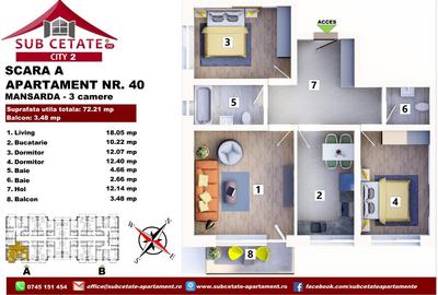 Apartament cu 3 camere decomandat în Sânpetru - 1