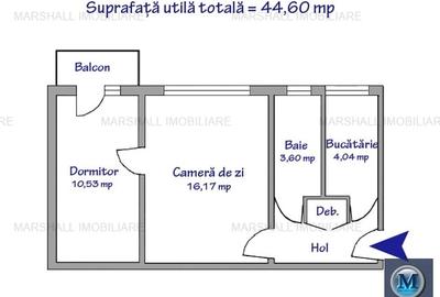 Apartament 2 camere de vanzare, zona Vest, 42 mp #16551 - 8
