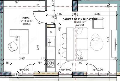 Apartament cu 2 camere semidecomandat în Iris
