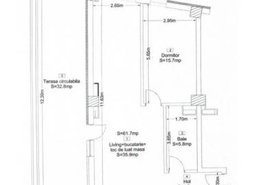 Apartament cu 2 camere semidecomandat în Central