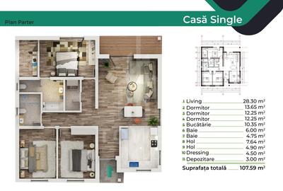 Casă pe un singur nivel INDEPENDENTĂ ENERGETIC - Cartier NOU - 3