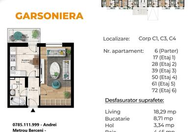 Garsonieră decomandată în Berceni - 2