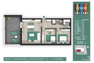 Ap. 3 cam.FINALIZAT+TERASA+PARCARE- Color Pallady , metrou 900 m - 4