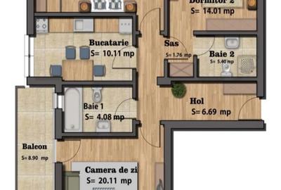 Apartament cu 3 camere decomandat în Odăile - 6