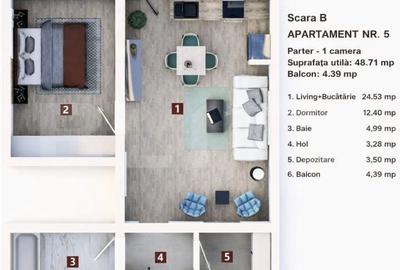 Apartament cu 2 camere în Sânpetru - 1