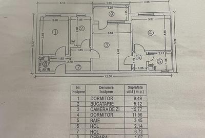 Apartament cu 3 camere semidecomandat în Central