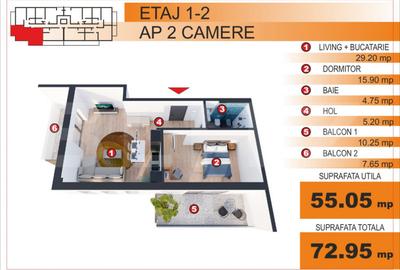 Apartament cu 2 camere în Central - 1