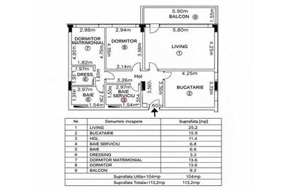 Apartament cu 3 camere în Central - 3