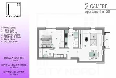 Investi?ie sigura! 2 camere spa?ioase -CITY NORD - 6