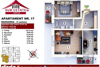 Apartament cu 2 camere în Sânpetru - 2