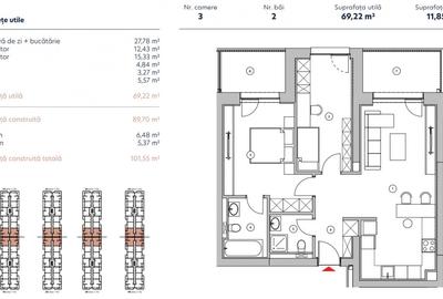 Apartament 3 Camere -Tip 3 H / Hils Nord - Pipera - Autostrada A 3  Comision 0% - 7