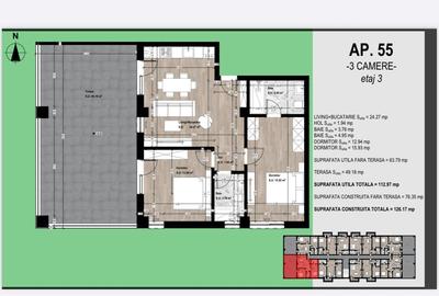 Apartament 3 camere cu TERASA, OTOPENI. Direct Dezvoltator! SUPER PREȚ! - 3