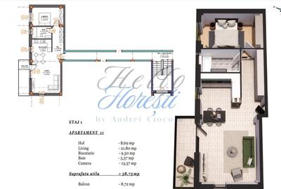Apartament 2 camere cu terasa, semifinisat, 59 mp, zona Terra Gardens, Chinteni