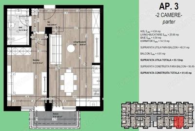 Apartament nou de vanzare Otopeni 2 camere, balcon, parcare inclusa - 3