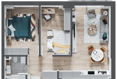 Apartament cu 2 camere decomandat în Nufărul - 19