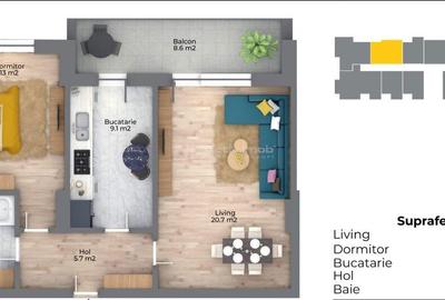 Apartament cu 2 camere, mobilat în Central - 6