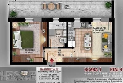 Apartament cu 2 camere semidecomandat în Titan - 9