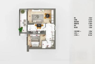 Apartament cu 2 camere decomandat în Titan - 8