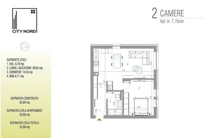 Apartament cu 2 camere semidecomandat în Central - 1