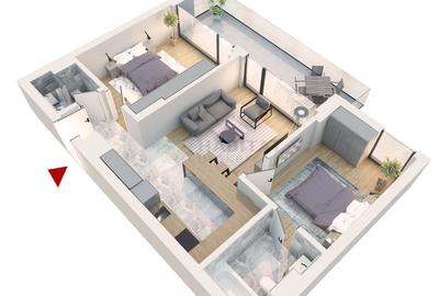 Apartament cu 3 camere decomandat în Tunari