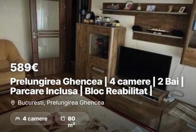 Apartament cu 4 camere decomandat, mobilat în Prelungirea Ghencea