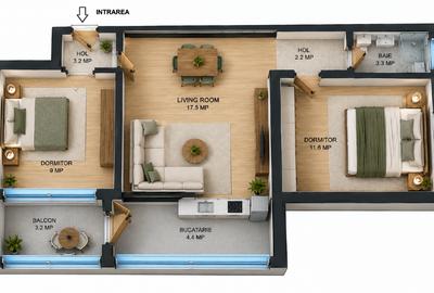 Apartament cu 3 camere semidecomandat în Mihai Viteazul