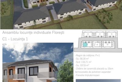 Duplex cu 4 camere cu Teren 200 Mp în Florești - 2
