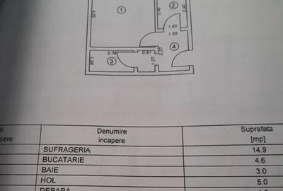 Garsoniera decomandata 35mp, zona Viziru 1 Parter cu balcon - 2