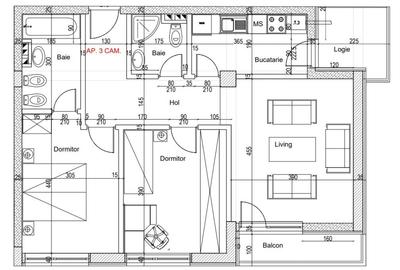 Apartament cu 3 camere semidecomandat în Republicii