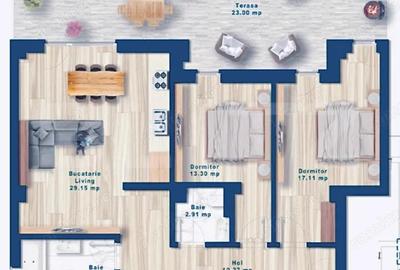 Apartament 3 camere,78 mp, 24mp Terasa, 1 loc parcare, zona Torontalului - 2