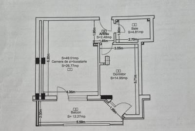 Apartament cu 2 camere semidecomandat, mobilat în Florești - 4