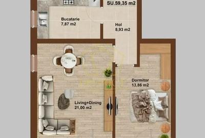 Apartament cu 2 camere decomandat în Buziașului