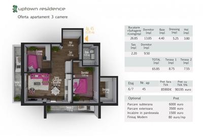 De vanzare apartamente cu 3 camere, UpTown Residence - 11