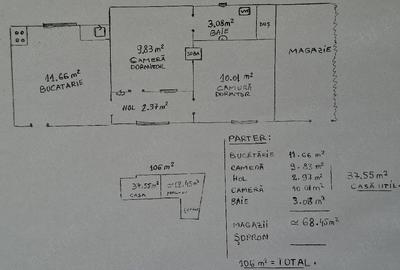 Casă cu 2 camere cu Teren 1200 Mp în Izvoarele - 1